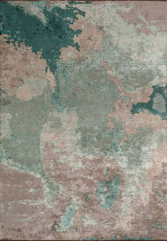 MIST RIVER GREEN - BEIGE - DARK GREEN - STONE RUG