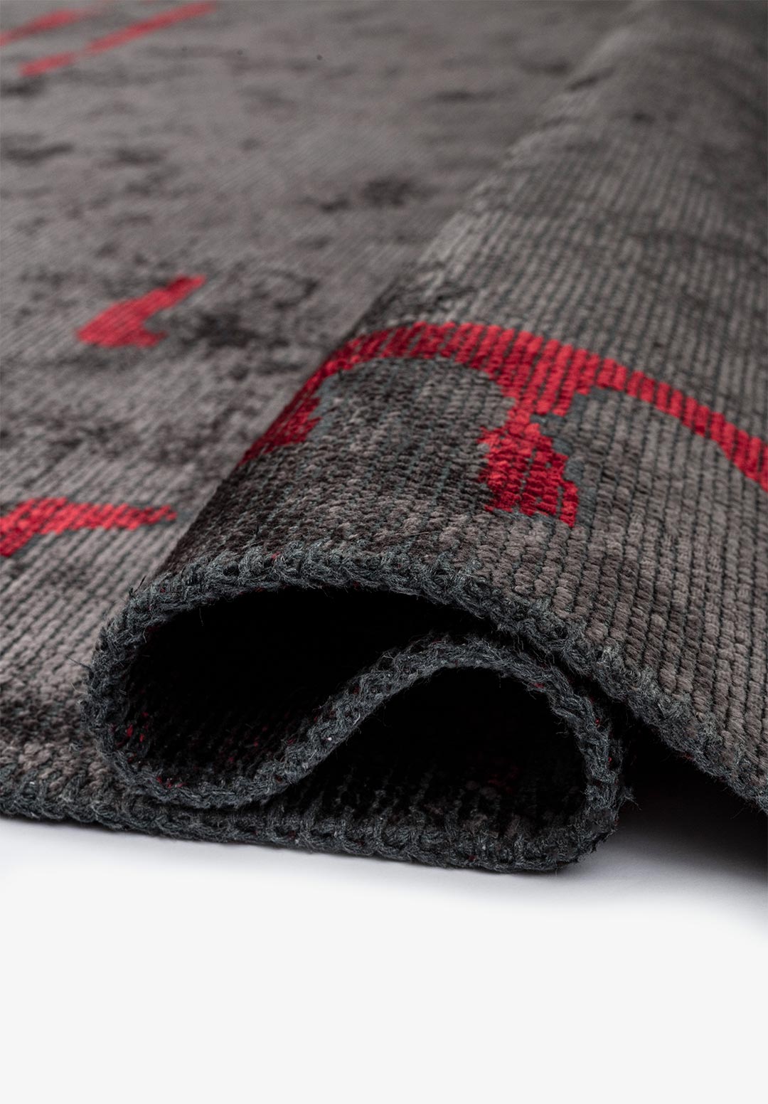 PORTO BLACK - CHARCOAL - RED RUG