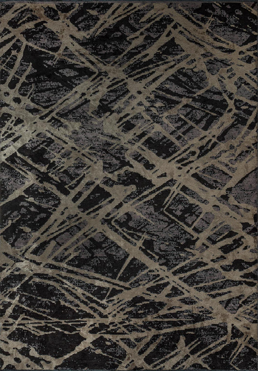 DUSSELDORF BLACK - CHARCOAL - KHAKI RUG