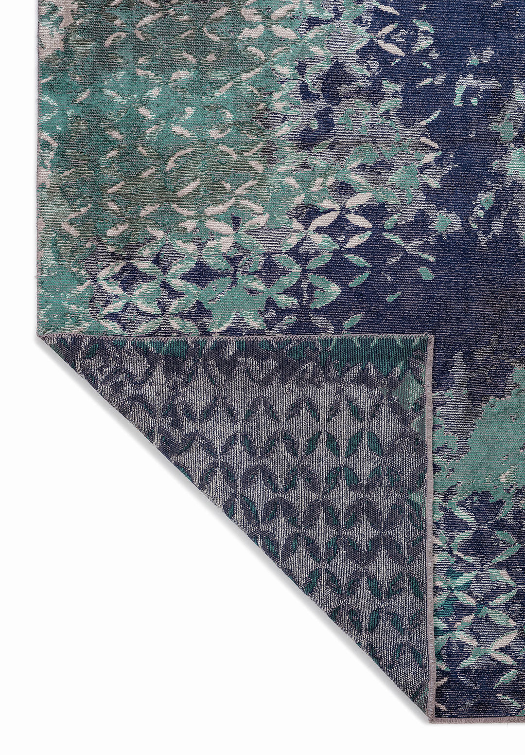 BLOOM DARK NAVY - DARK GREEN - LIGHT CREAM RUG