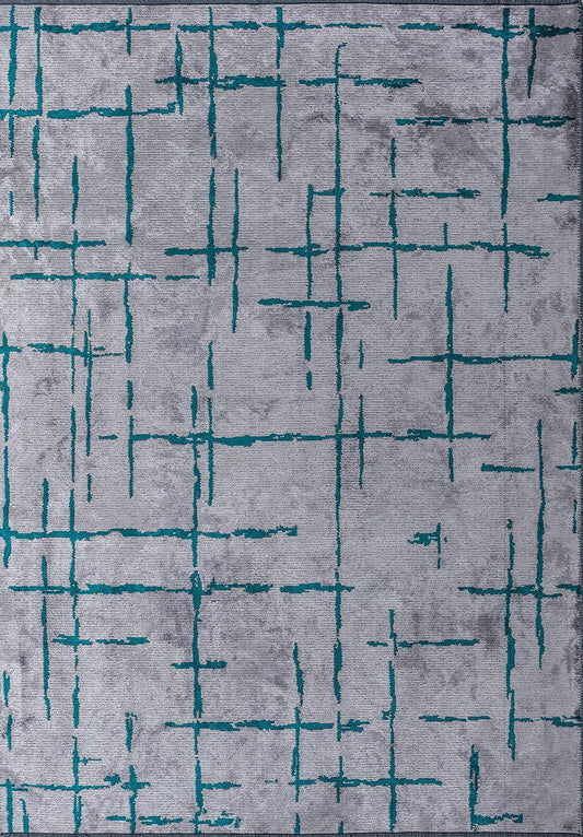 MARK DARK TURQUOISE - LIGHT GREY RUG