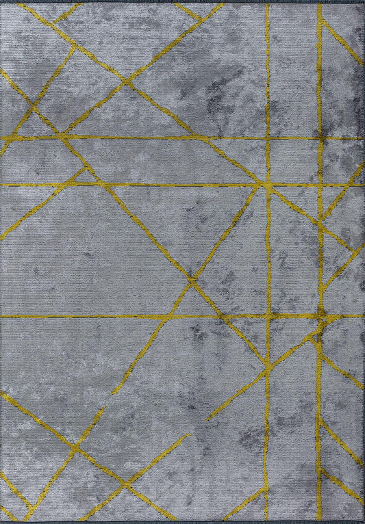 GRID LIGHT GREY - YELLOW RUG