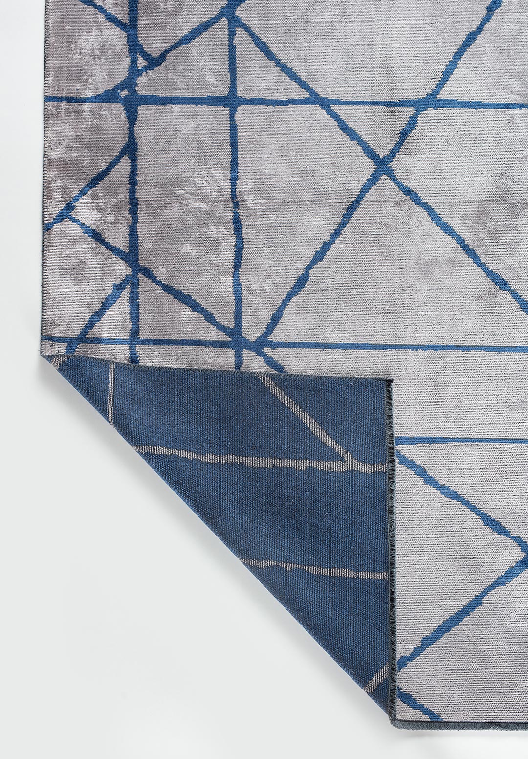 GRID LIGHT GREY - NAVY BLUE RUG