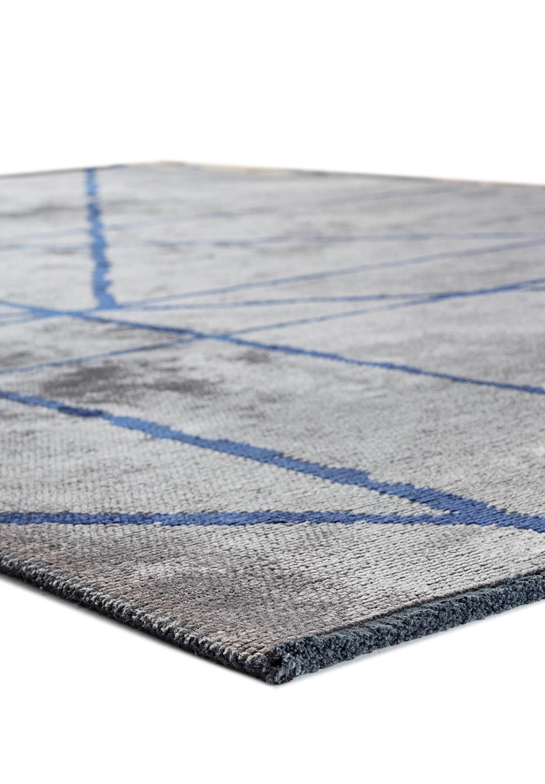 GRID LIGHT GREY - NAVY BLUE RUG