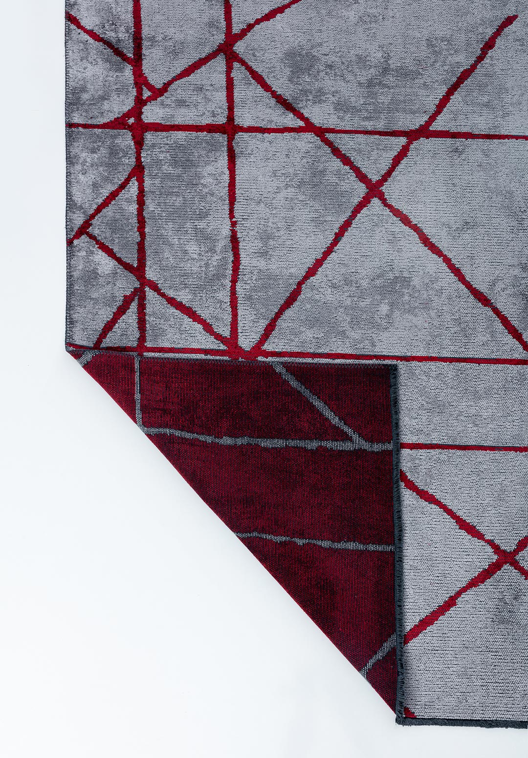 GRID LIGHT GREY - RED RUG