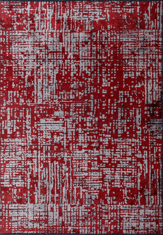 PIXEL RED - LIGHT GREY RUG