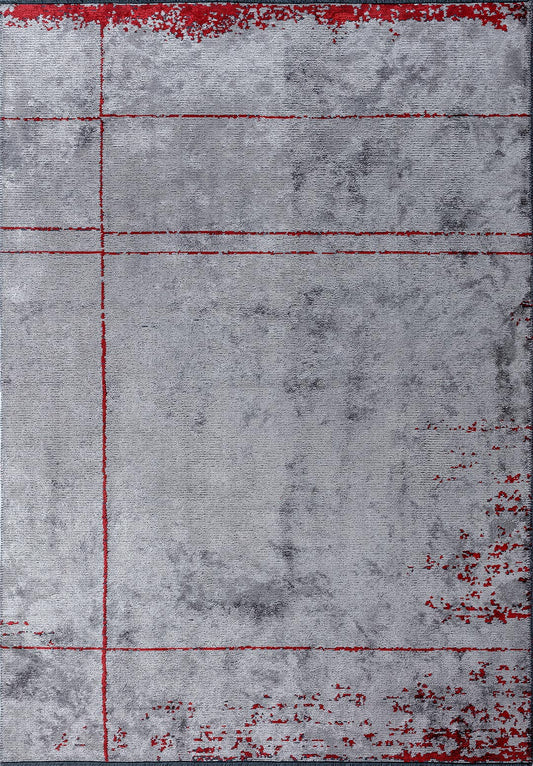 BARBER RED - LIGHT GREY RUG