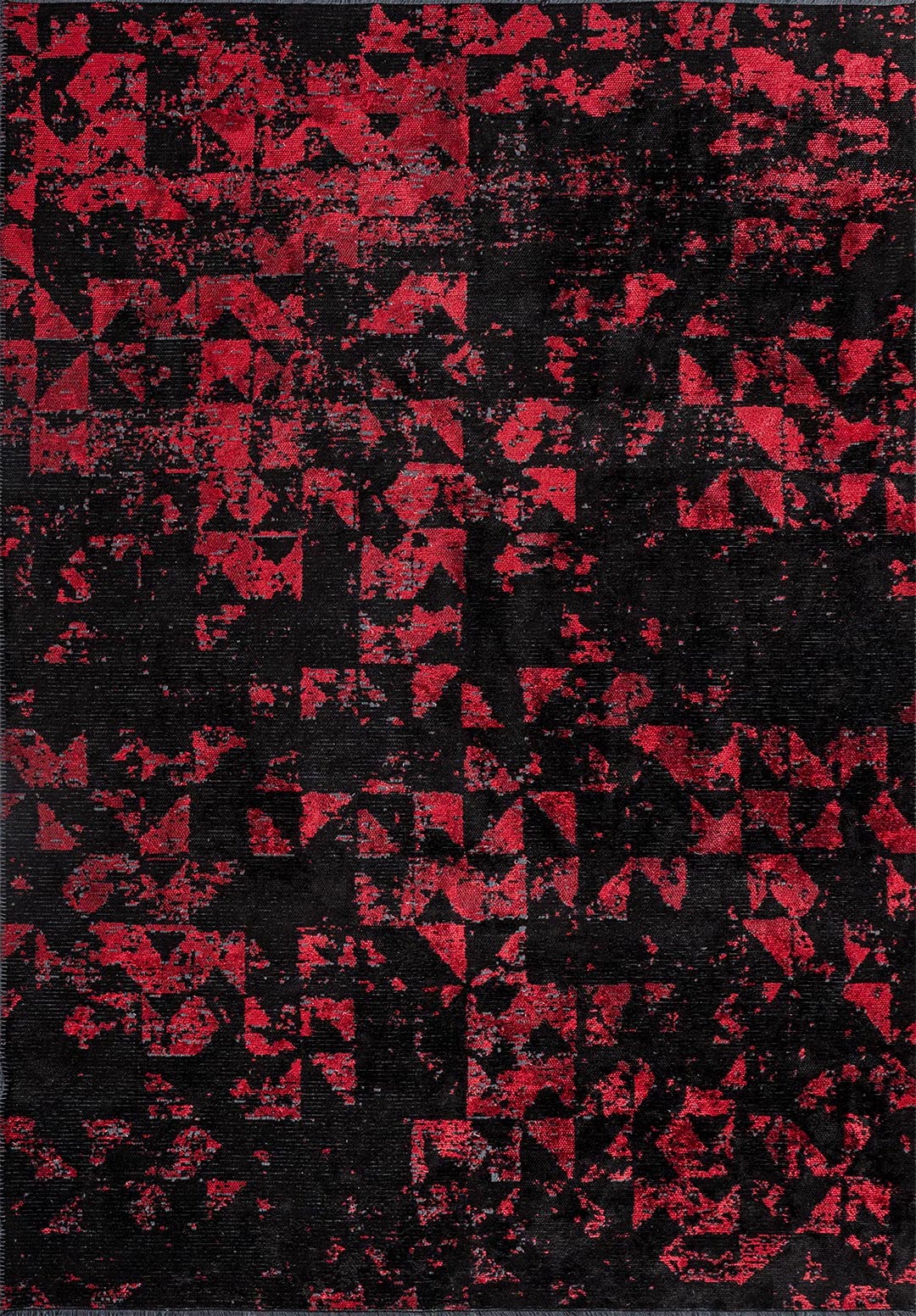 TRIANGLE BLACK- RED RUG