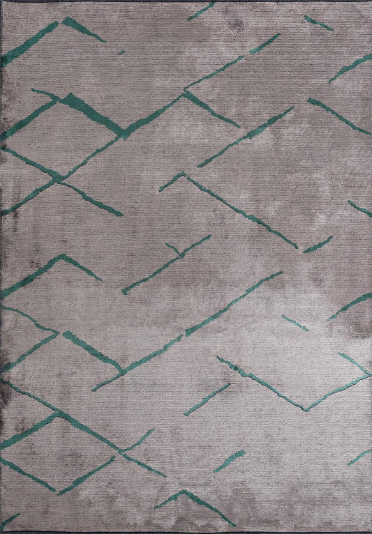 WAVE DARK GREEN - LIGHT GREY RUG