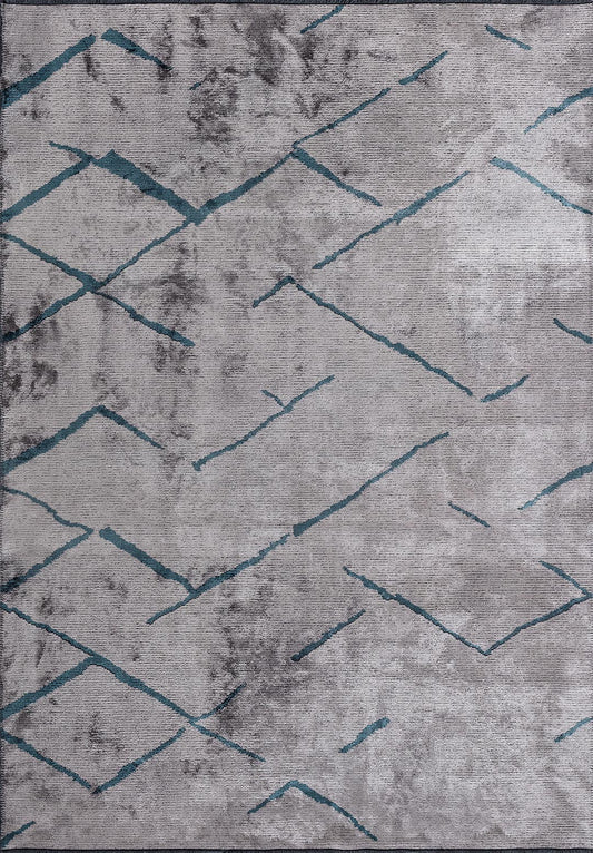 WAVE PETROL - LIGHT GREY RUG