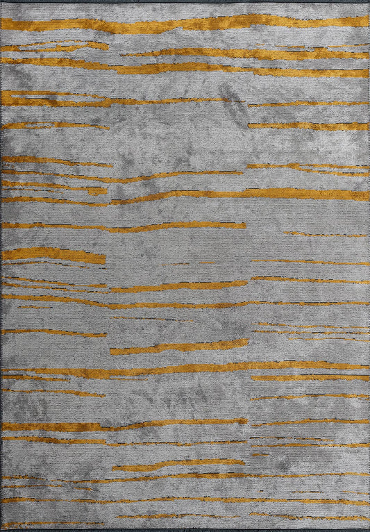 FLOW MUSTARD - GREY RUG