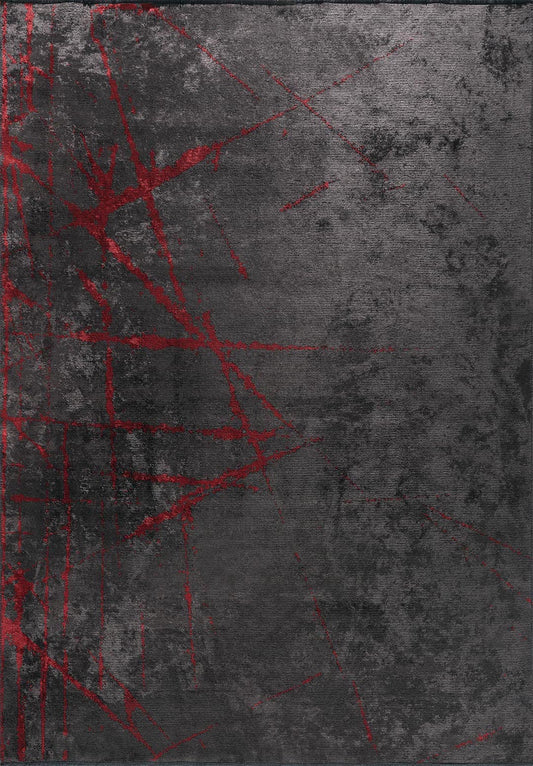 CRACK RED - CHARCOAL RUG