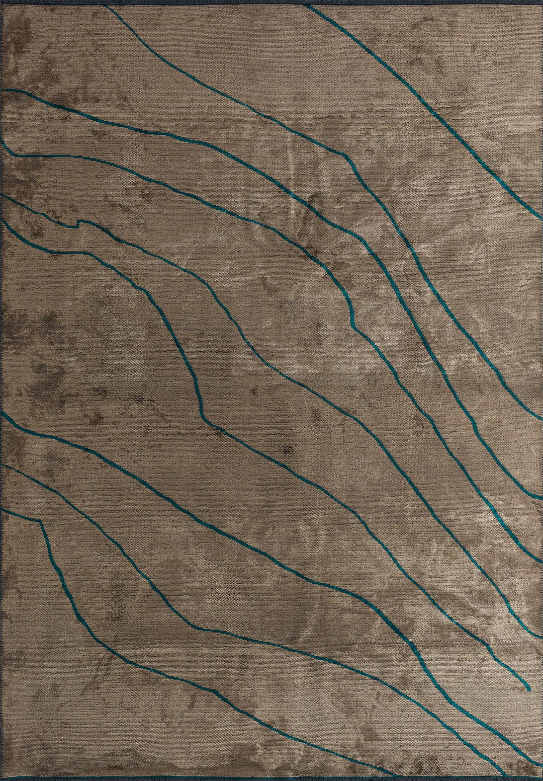 CURVE LIGHT BROWN - DARK TURQUOISE RUG