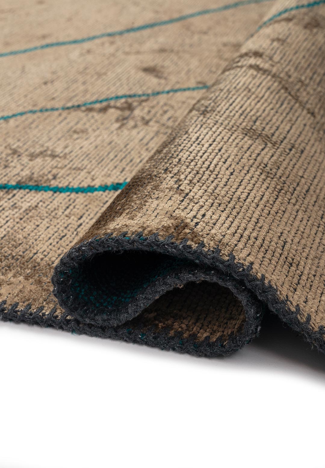 CURVE LIGHT BROWN - DARK TURQUOISE RUG