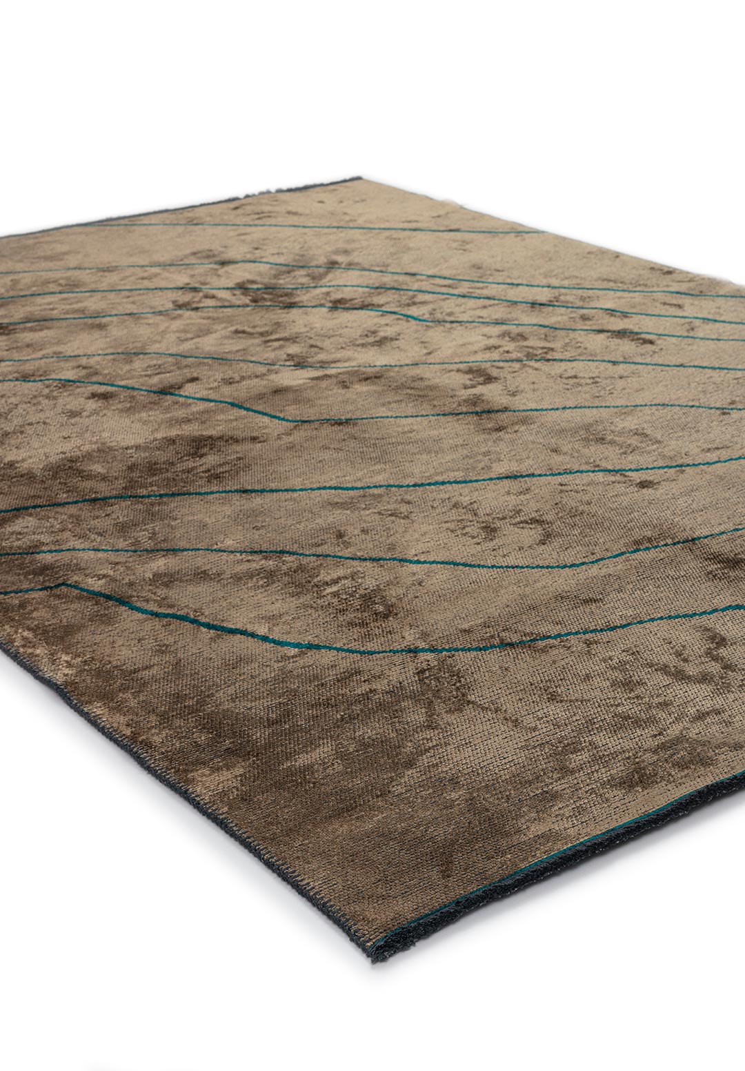 CURVE LIGHT BROWN - DARK TURQUOISE RUG