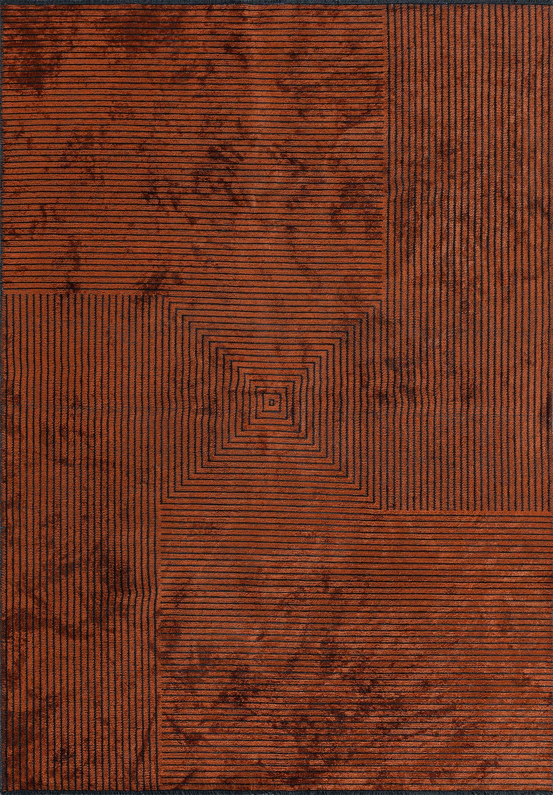 ILLUSION BLACK - RUST RUG