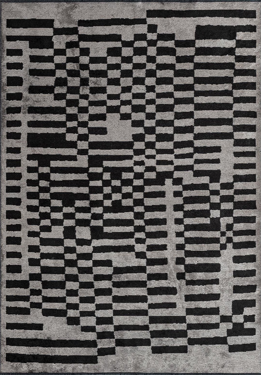 DOMINO BLACK - CREAM RUG