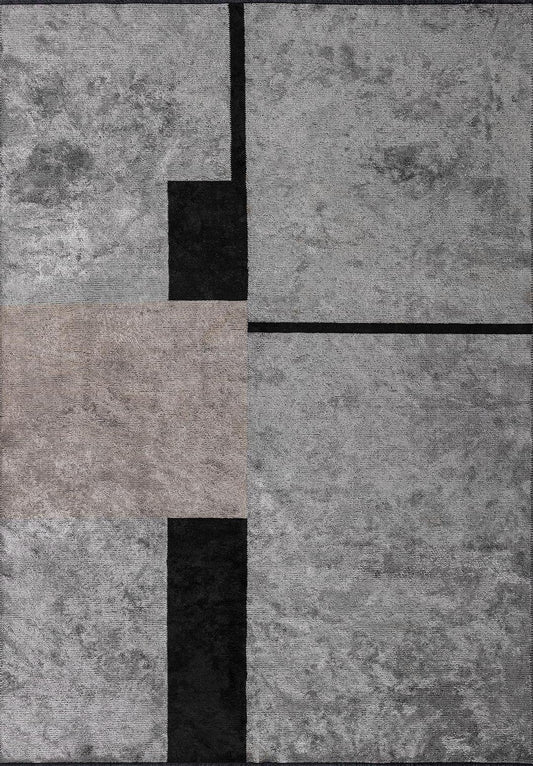 BLOCK BLACK - BEIGE - LIGHT GREY RUG