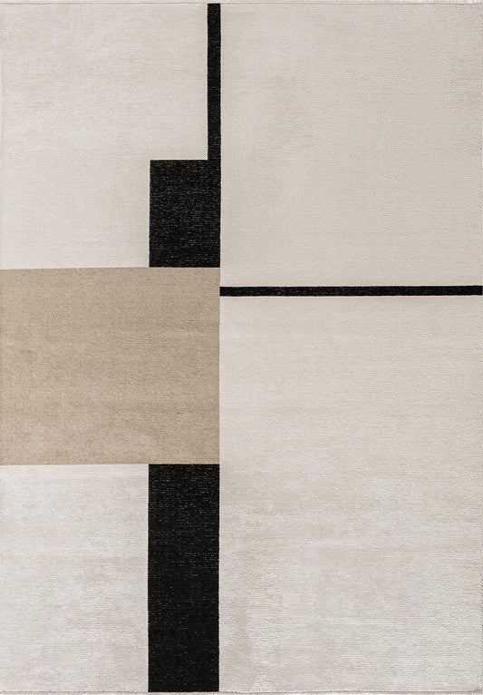 BLOCK BLACK - NOUGAT - ECRU RUG