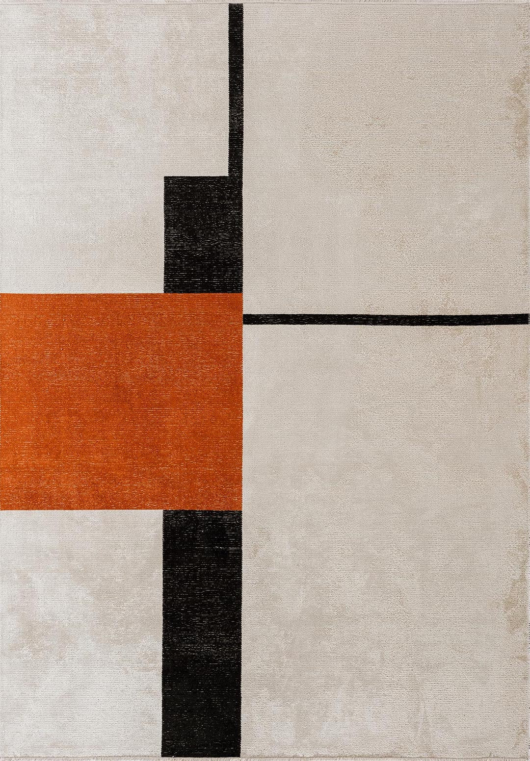 BLOCK BLACK - RUST - ECRU RUG