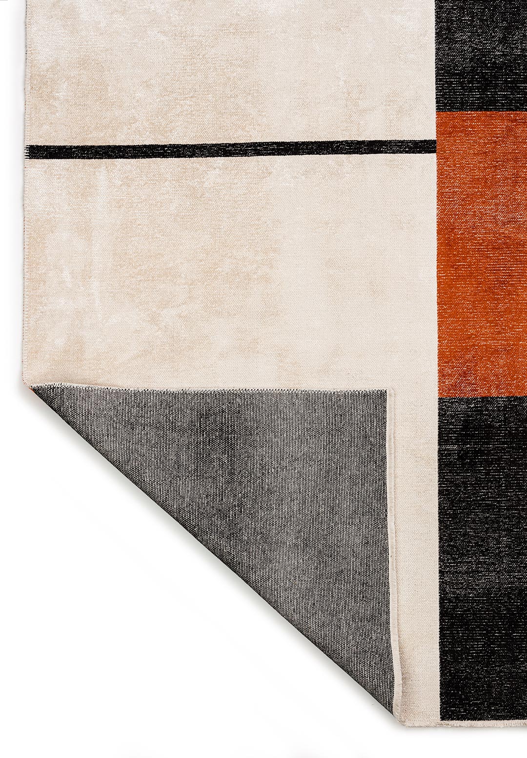 BLOCK BLACK - RUST - ECRU RUG