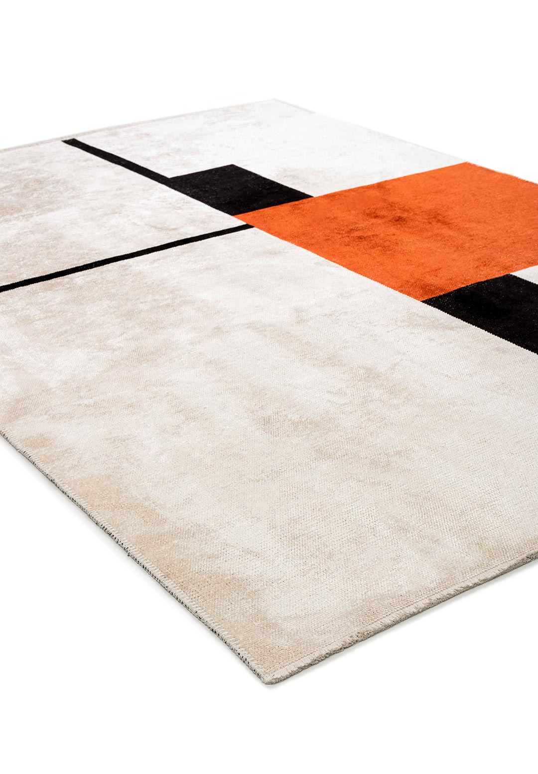 BLOCK BLACK - RUST - ECRU RUG