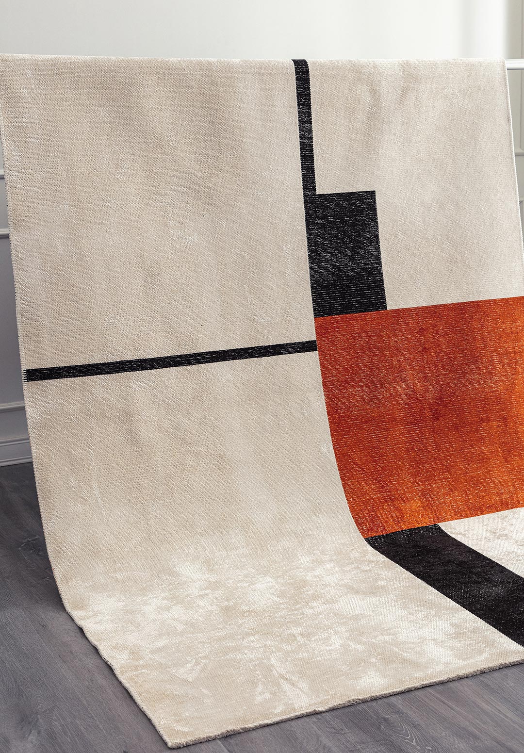 BLOCK BLACK - RUST - ECRU RUG