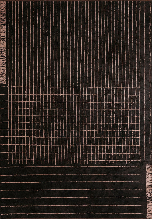 PERSPECTIVE COPPER - BLACK RUG