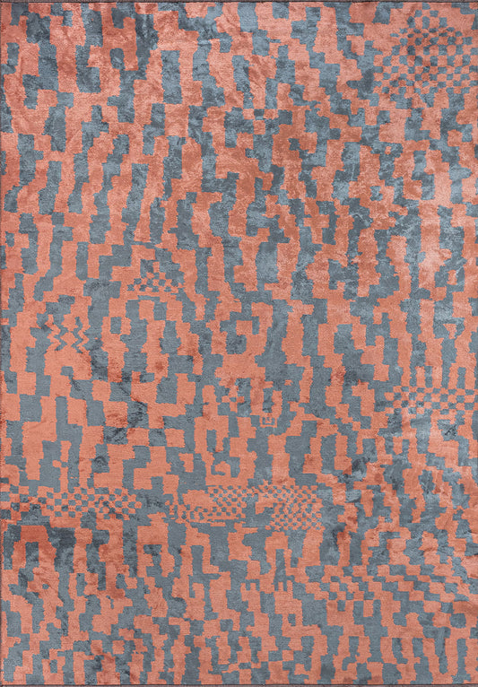 SHIMMER LIGHT CORAL - BLUE RUG