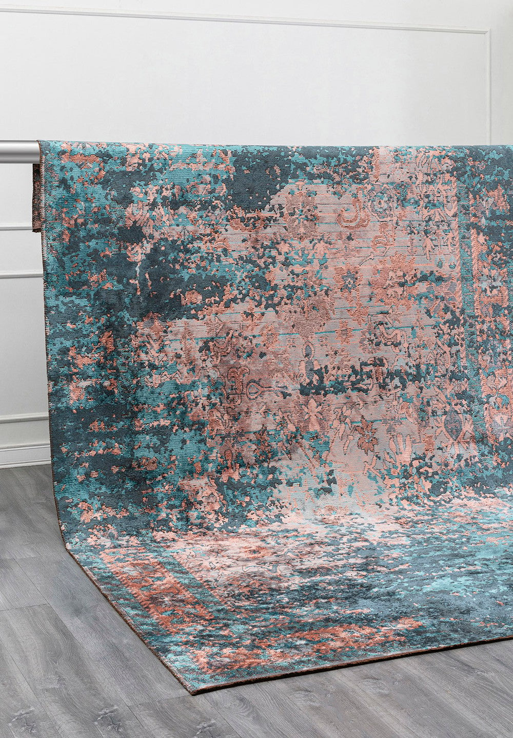 SPLENDOR PETROL- TURQUOISE - LIGHT CORAL- COPPER RUG