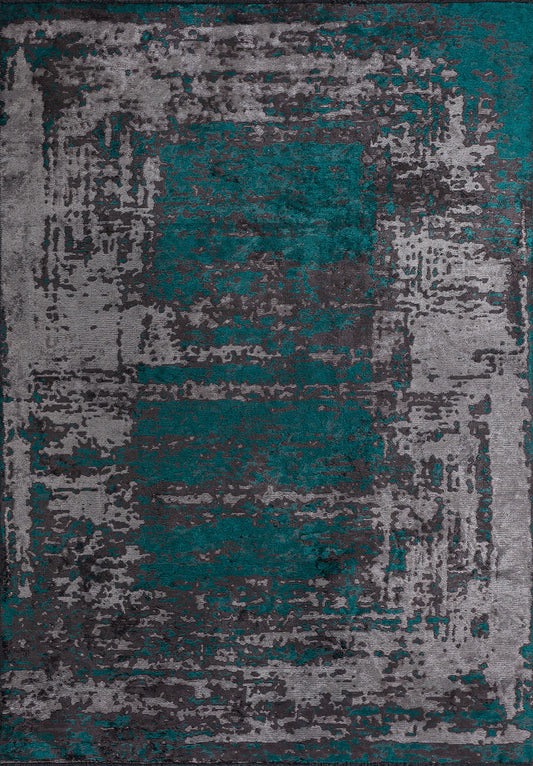 NEBULA DARK TURQUOISE - CHARCOAL - LIGHT GREY RUG