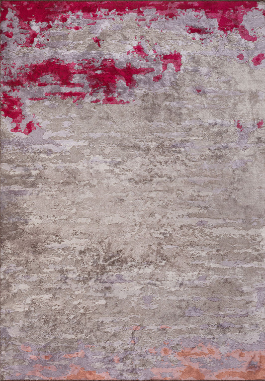 MEADOW CORAL - MAGENTA - LILAC - GREY - LIGHT GREY RUG