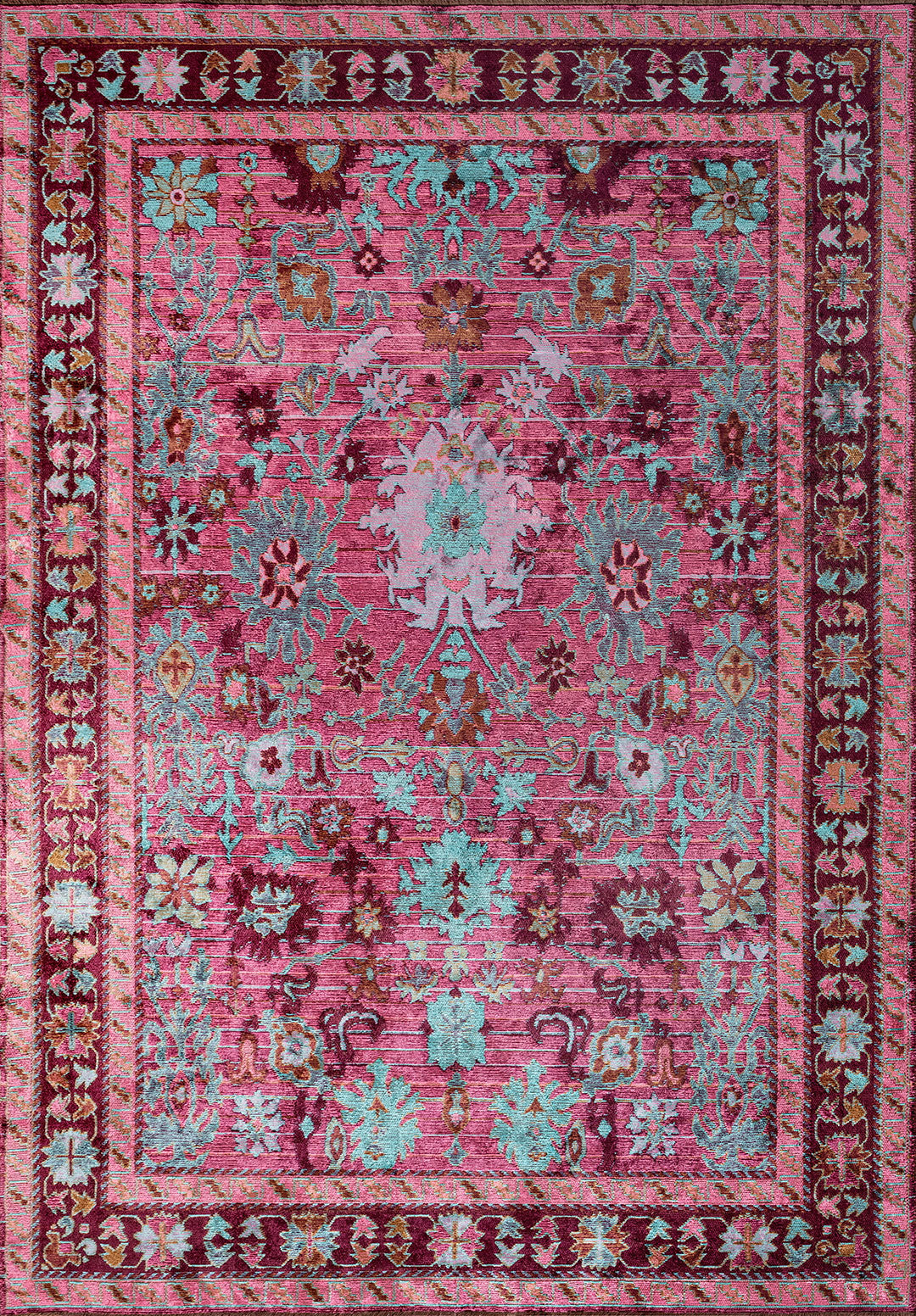 SPLENDOR CACAO - PINK - DARK DAMSON - TURQUOISE RUG