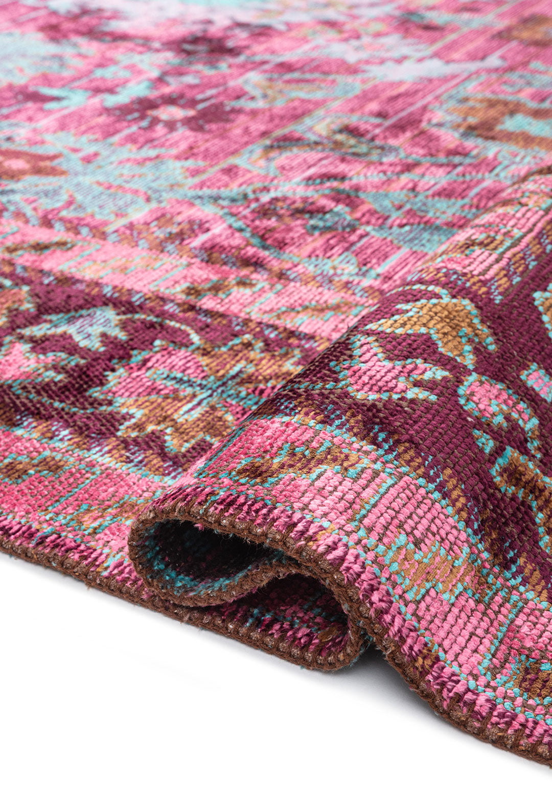 SPLENDOR CACAO - PINK - DARK DAMSON - TURQUOISE RUG