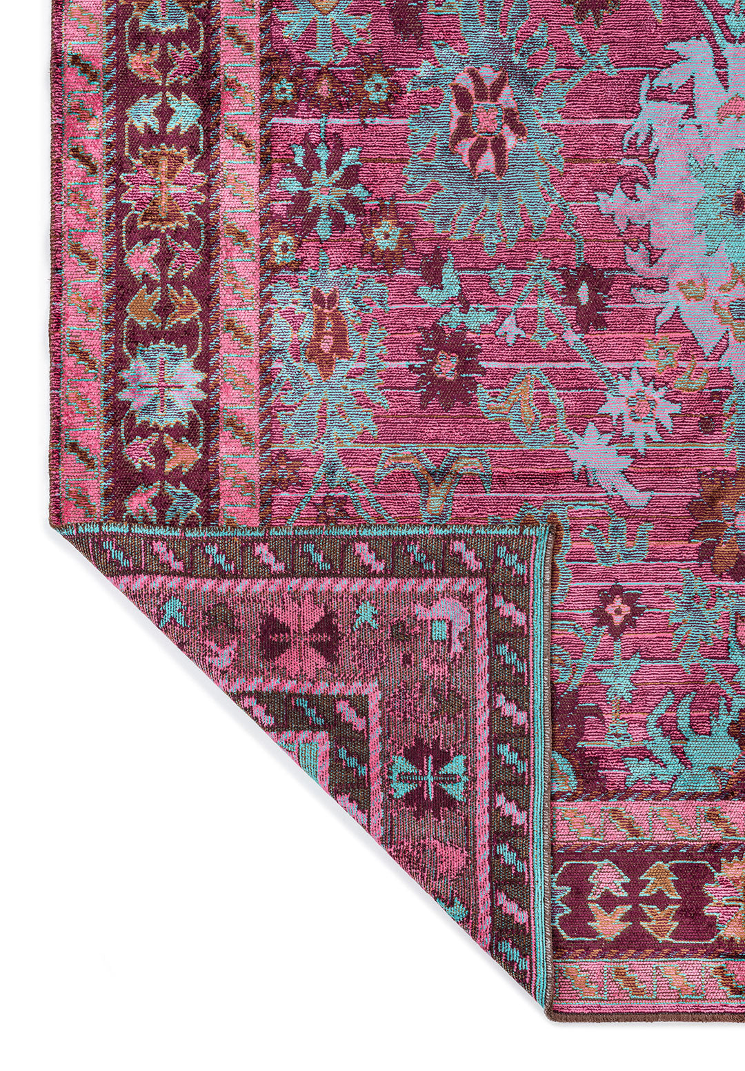 SPLENDOR CACAO - PINK - DARK DAMSON - TURQUOISE RUG