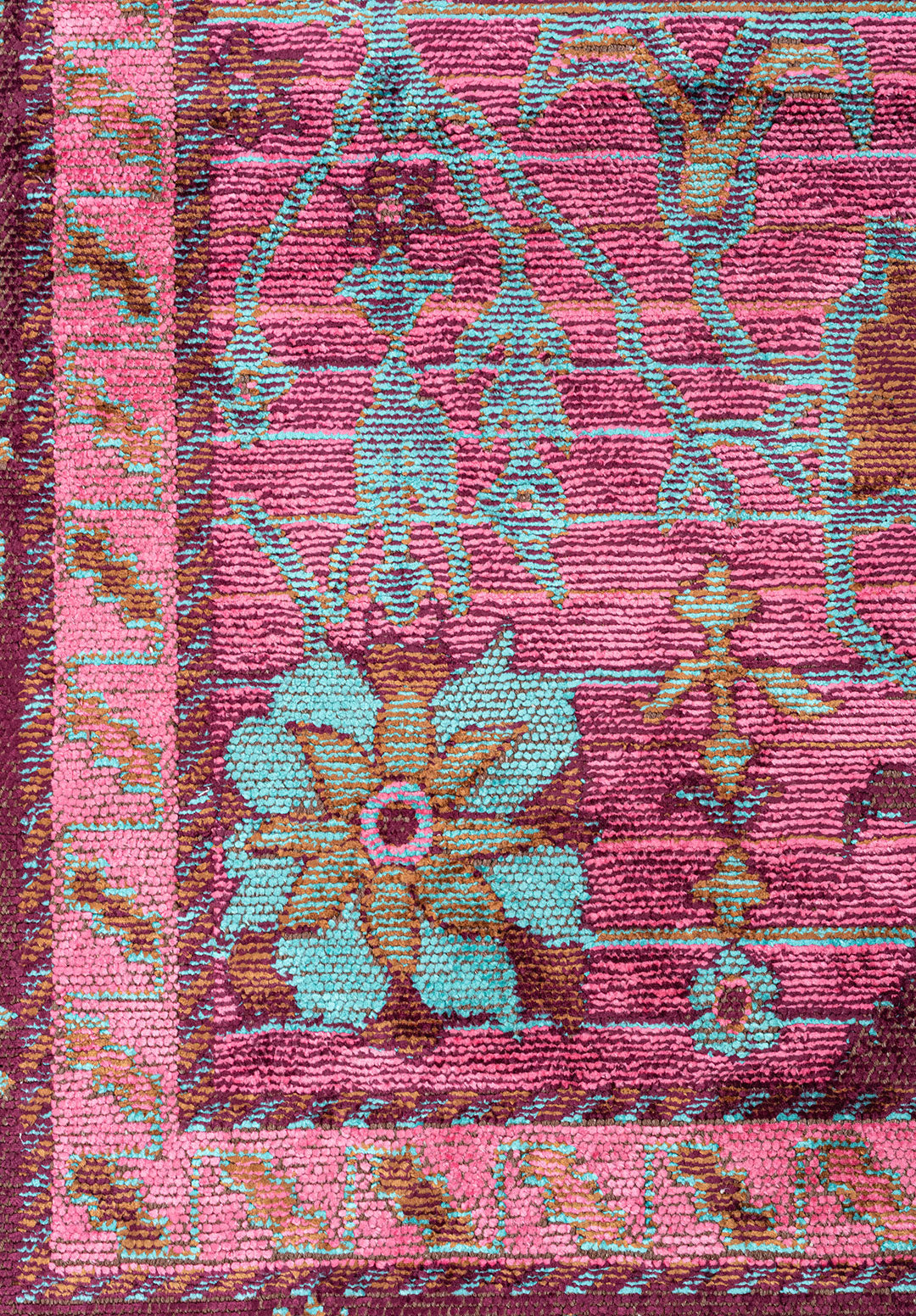 SPLENDOR CACAO - PINK - DARK DAMSON - TURQUOISE RUG