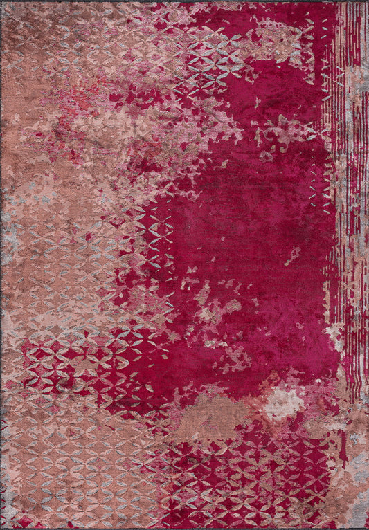 BLOOM MAGENTA- CORAL - LIGHT GREY RUG