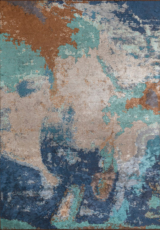 MIST CREAM - TURQUOISE - CACAO - NAVY BLUE RUG