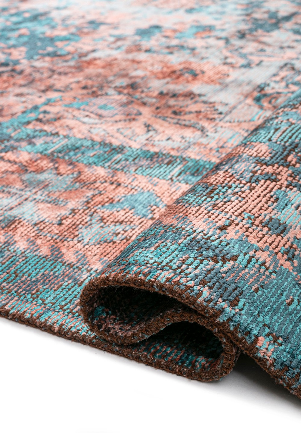 SPLENDOR PETROL- TURQUOISE - LIGHT CORAL- COPPER RUG