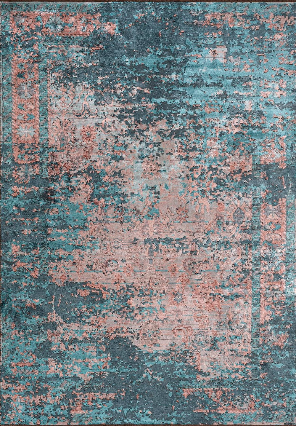 SPLENDOR PETROL- TURQUOISE - LIGHT CORAL- COPPER RUG