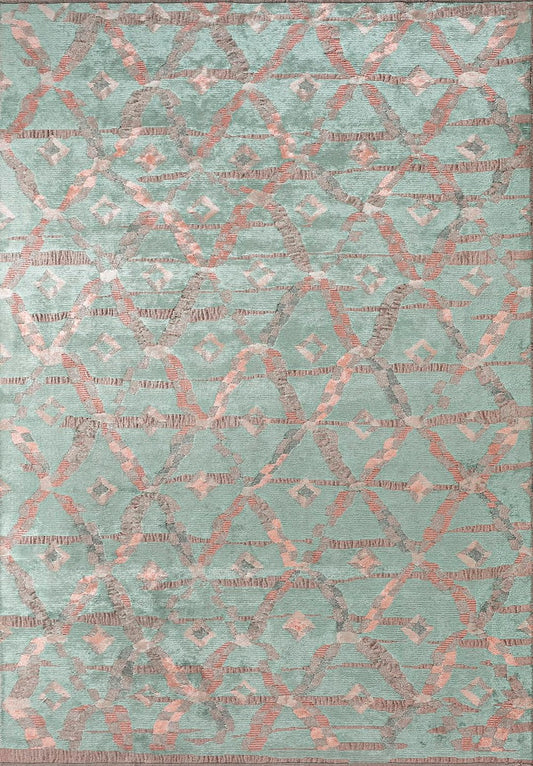 JASMINE CREAM - RIVER GREEN - LIGHT CORAL RUG