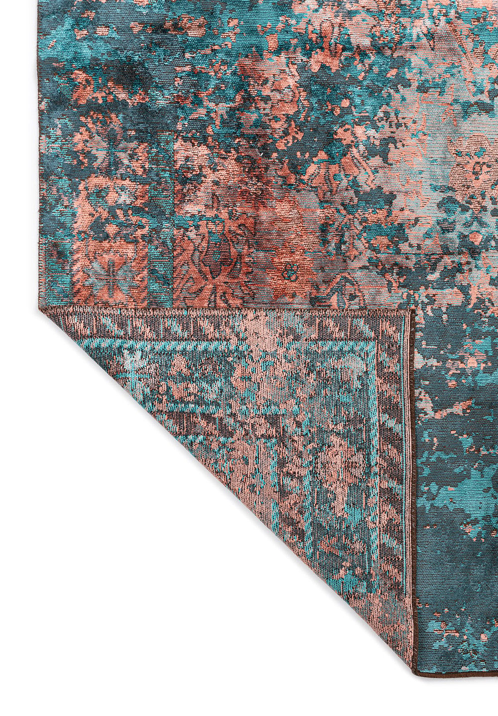 SPLENDOR PETROL- TURQUOISE - LIGHT CORAL- COPPER RUG