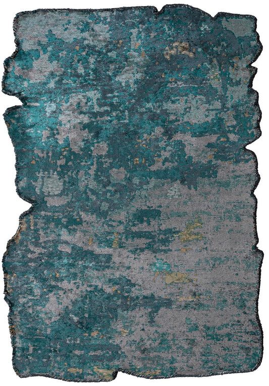 SERENITY LIGHT GREY - DARK TURQUOISE - PETROL - GOLD - RIVER GREEN - TURQUOISE RUG